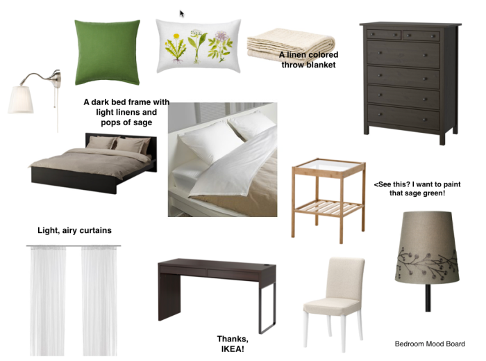 Dark browns, light linens, and pops of sage green. How adult of us, right?